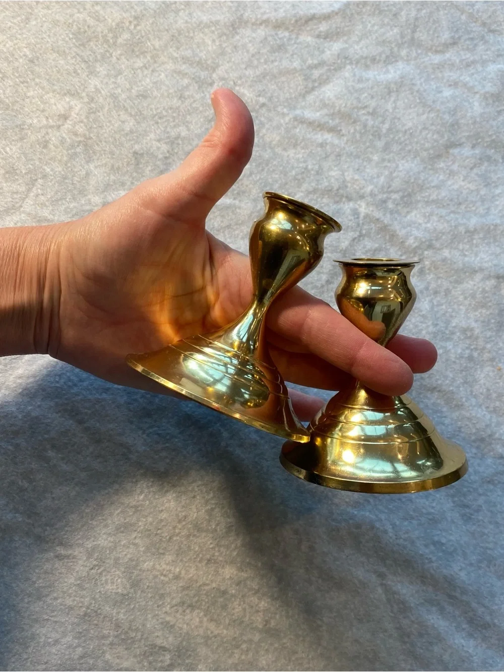 Brass Pair of Gold Candle Holders - Classic Home Accent